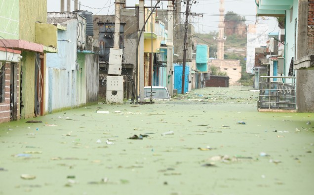 A submerged street in Habib Nagar