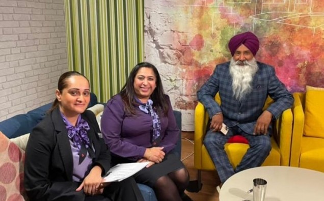 Bally (left) and Kam (centre) in the Sikh channel studio