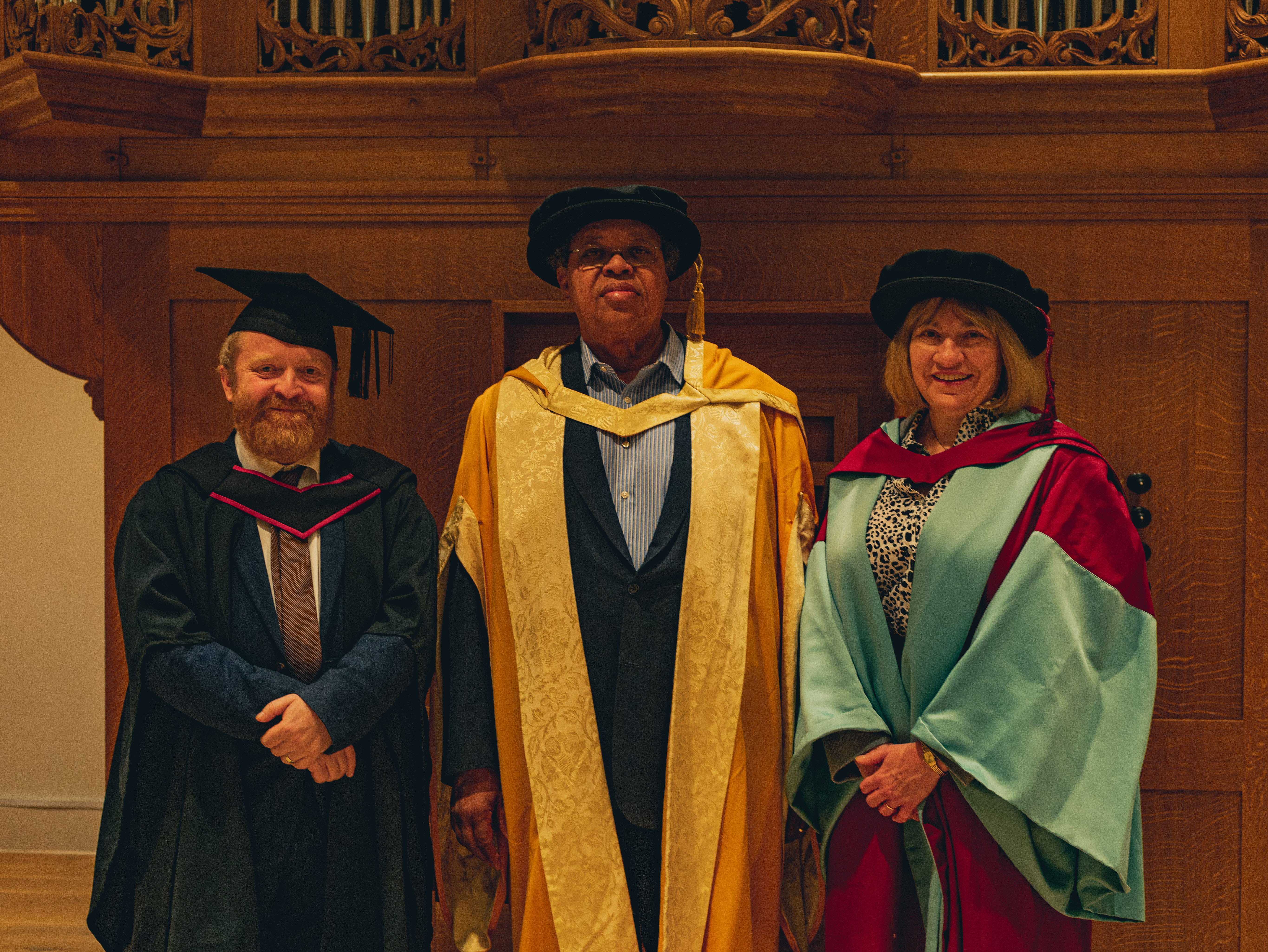 Birmingham City University's Professor Dean Hughes and Professor Shirley Thompson with Professor George Lewis at Royal Birmingham Conservatoire