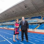 Councillor_Jayne_Francis_and_Professor_Philip_Plowden_on_the_Alexander_Stadium_track__1_