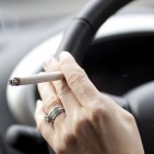 Driver smoking a cigarette
