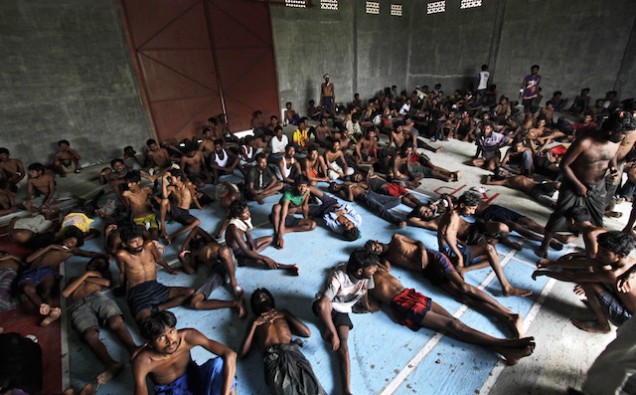 Rohingya and Bangladeshis migrants at Kuala Langsa, Aceh