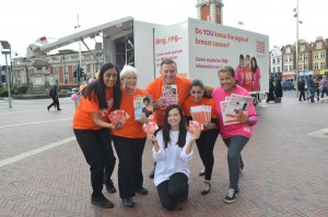 Volunteers outside bus