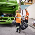 Cropped shot of a garbage collection team at work
