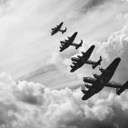 Black and white retro image Battle of Britain WW2 airplanes
