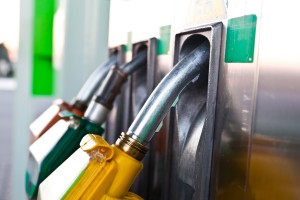 Three gas pump nozzles